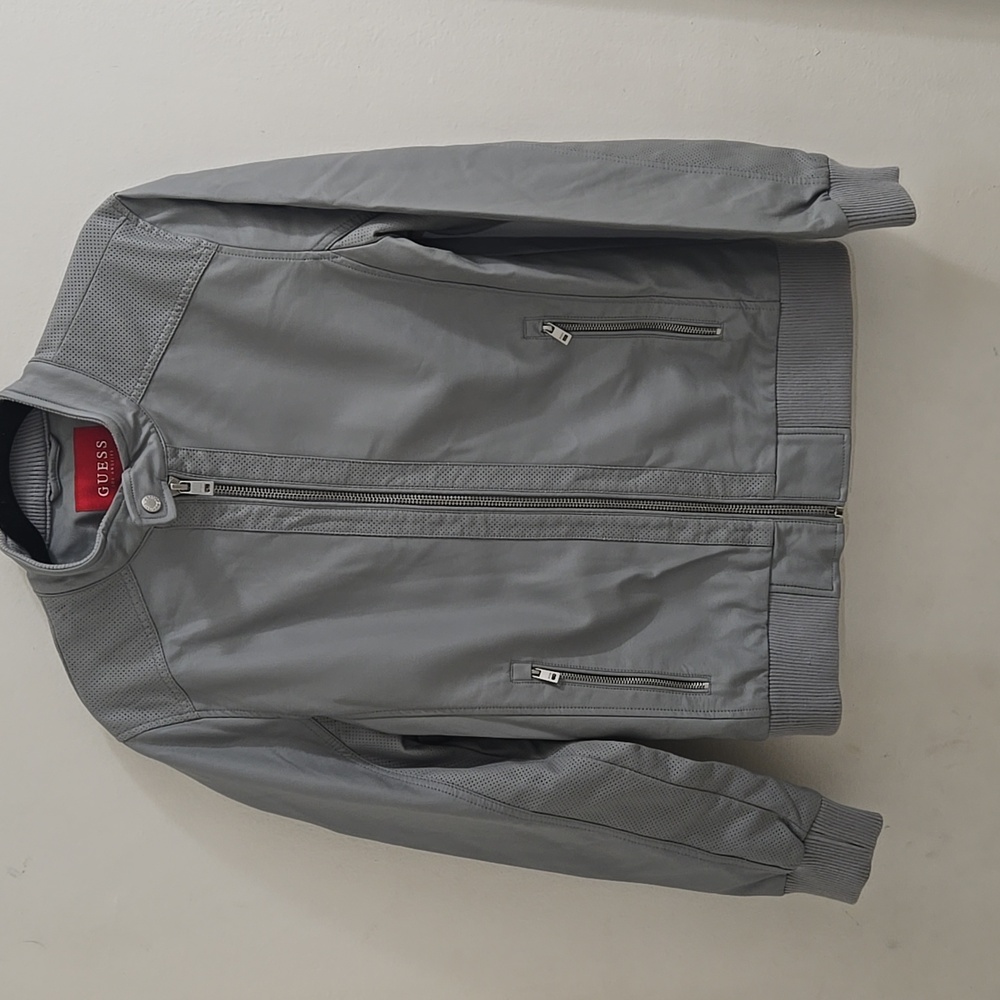 Guess Dreezie Faux Leather Gray Jacket Size S